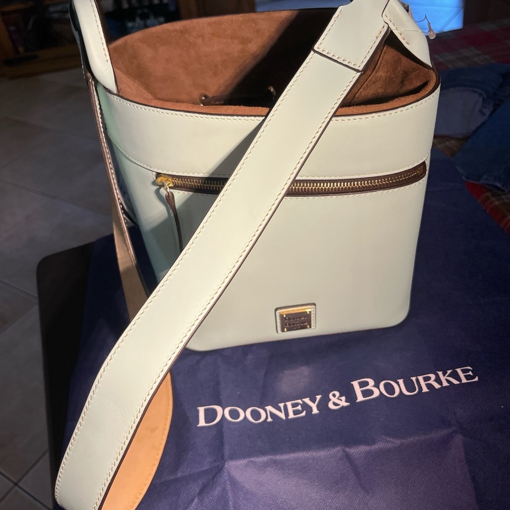 Dooney & Bourke Pale Blue Leather Shoulder Bucket Bag